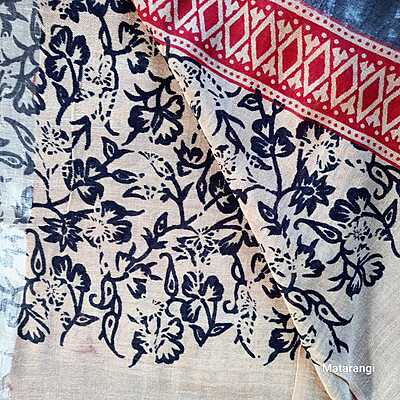 Cream Linen Cotton Saree with Hand Block Print Cream Linen Cotton Saree with Hand Block Print