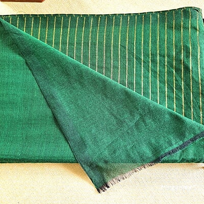 Green Striped Khadi Cotton Saree Green Striped Khadi Cotton Saree