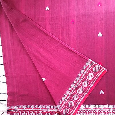 Maroon Premium Handwoven Khadi Cotton Jamdani Saree Maroon Premium Handwoven Khadi Cotton Jamdani Saree