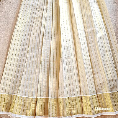 Golden Tissue Striped Dhavani Golden Tissue Striped Dhavani