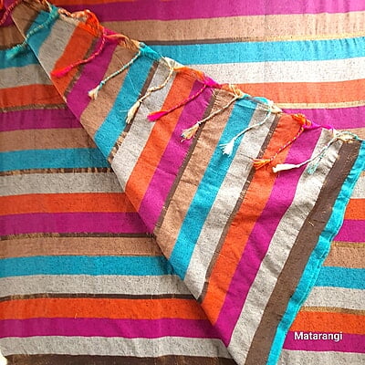 Multicolor Handloom Pure Khadi Cotton Saree
