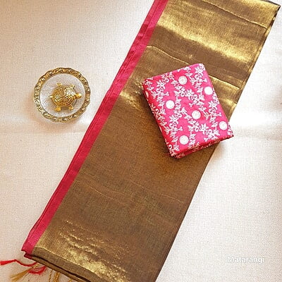 Golden Brown Pure Handloom Tissue Silk Saree Golden Brown Pure Handloom Tissue Silk Saree