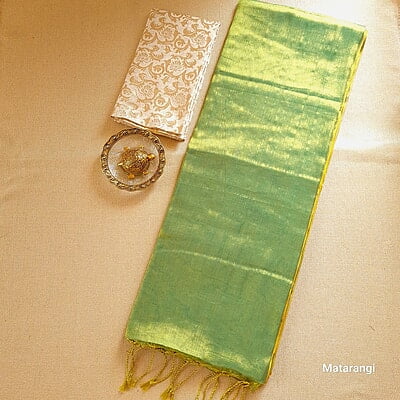 Green Pure Handloom Tissue Silk Saree Green Pure Handloom Tissue Silk Saree