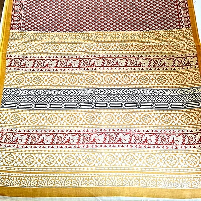 Maroon MulMul Cotton Saree