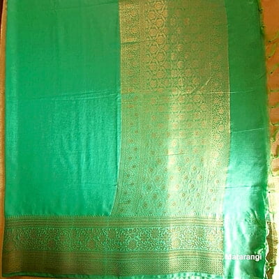 Pastel Cyan Blue Pure Tussar Linen Silk Banarasi Saree Pastel Cyan Blue Pure Tussar Linen Silk Banarasi Saree