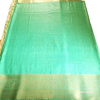 Pastel Cyan Blue Pure Tussar Linen Silk Banarasi Saree Pastel Cyan Blue Pure Tussar Linen Silk Banarasi Saree