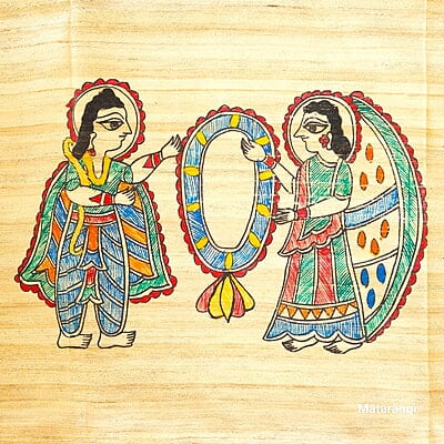 Cream Madhubani Handpainted Pure Tussar Silk Saree Cream Madhubani Handpainted Pure Tussar Silk Saree