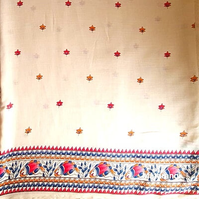 Cream Soft Linen Cotton Saree