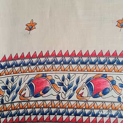 Cream Soft Linen Cotton Saree