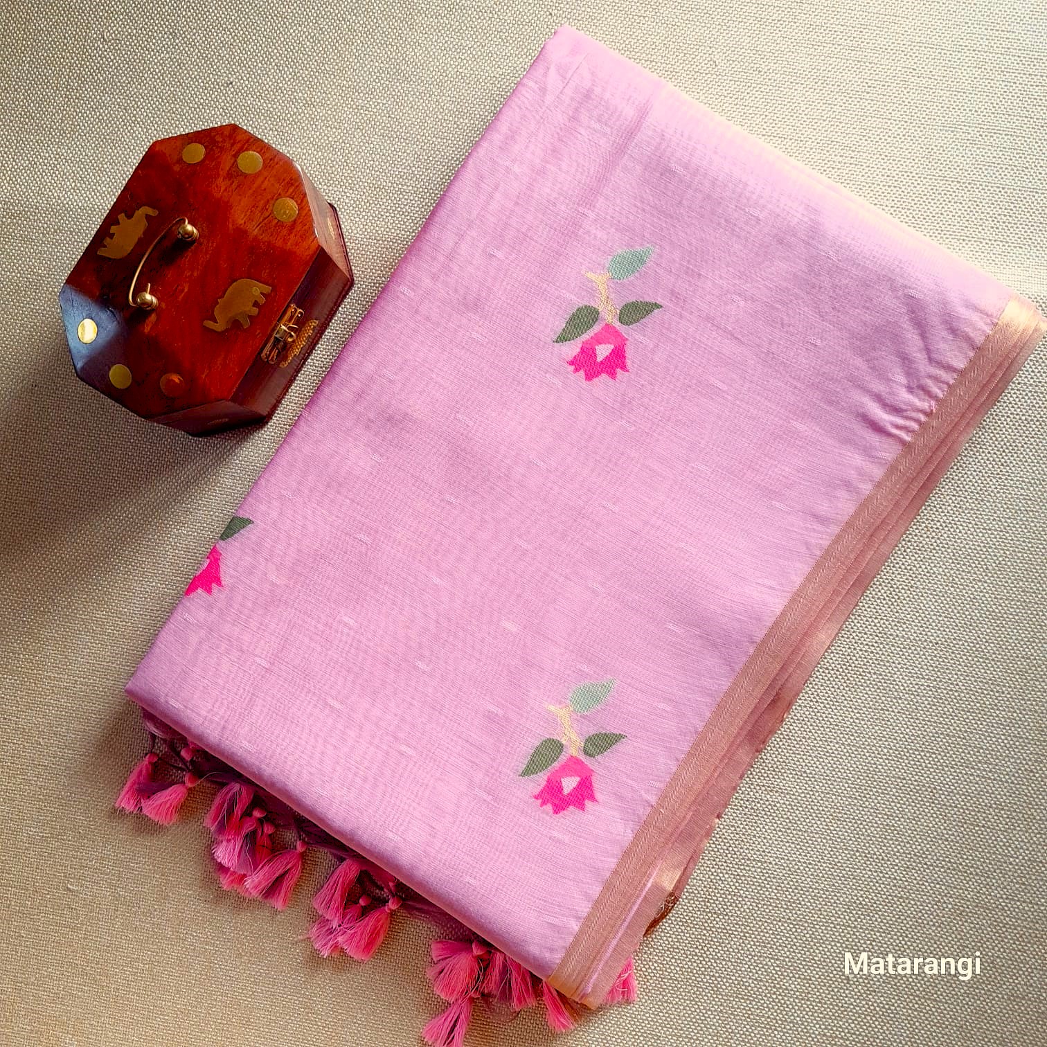 Matarangi Mauve Jamdani Silk Cotton Saree