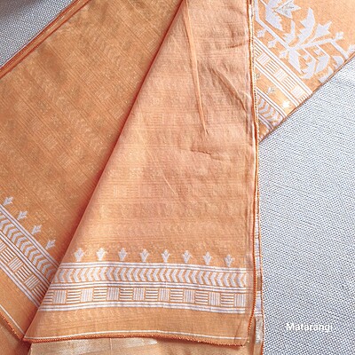 Pastel Orange Munga Jamdani Saree