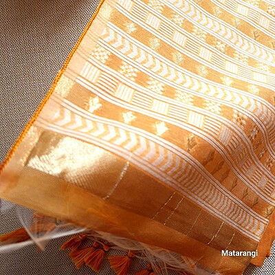Pastel Orange Munga Jamdani Saree