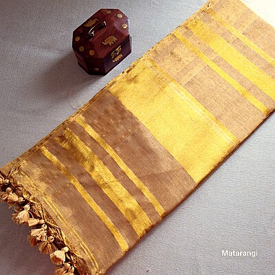 Golden Tissue Linen Saree Golden Tissue Linen Saree