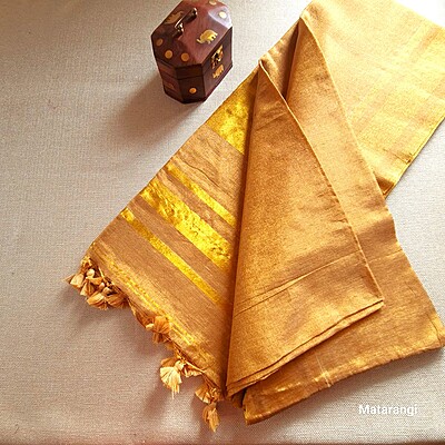 Golden Tissue Linen Saree Golden Tissue Linen Saree