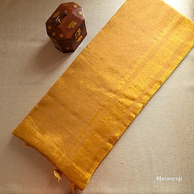 Golden Tissue Linen Saree Golden Tissue Linen Saree