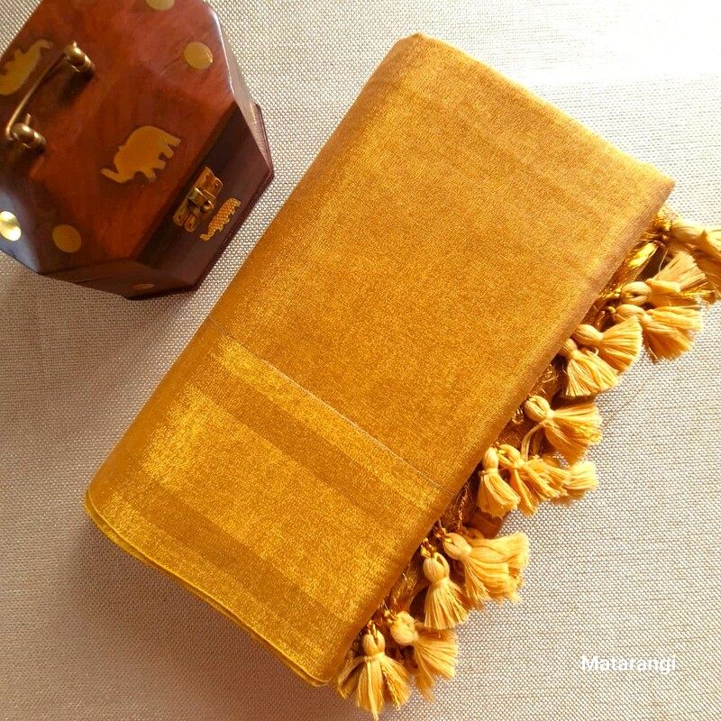 Golden Tissue Linen Saree Golden Tissue Linen Saree