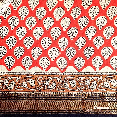 Red Floral Handblock Printed Maheshwari Silk Saree Red Floral Handblock Printed Maheshwari Silk Saree
