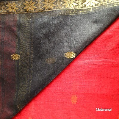 Maroon & Black Handloom Cotton Silk Saree Maroon & Black Handloom Cotton Silk Saree
