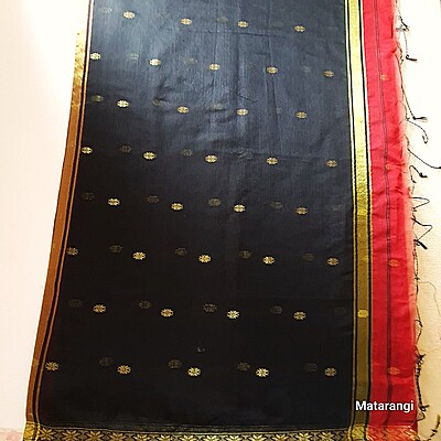 Maroon & Black Handloom Cotton Silk Saree Maroon & Black Handloom Cotton Silk Saree