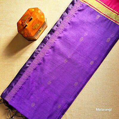 Violet & Magenta Handloom Cotton Silk Saree Violet & Magenta Handloom Cotton Silk Saree
