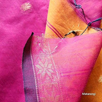 Mustard & Magenta Handloom Cotton Silk Saree