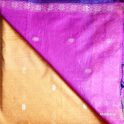 Mustard & Magenta Handloom Cotton Silk Saree