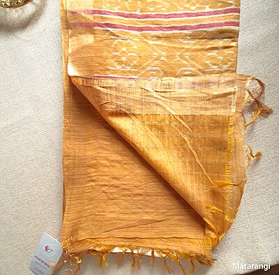 Mustard Yellow Semi Tussar Saree