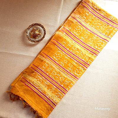Mustard Yellow Semi Tussar Saree