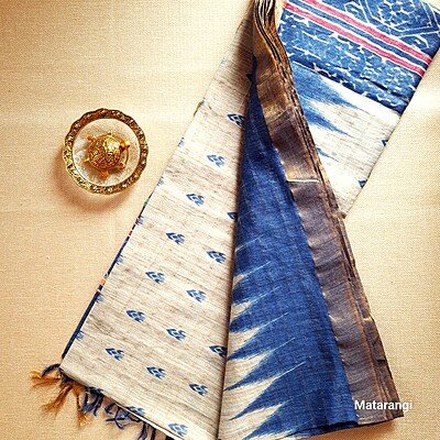 Navy Blue Semi Tussar Saree Navy Blue Semi Tussar Saree