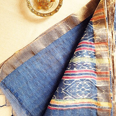 Navy Blue Semi Tussar Saree Navy Blue Semi Tussar Saree