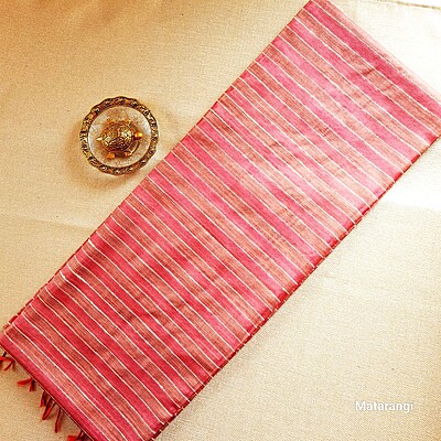 Brick Red Striped Semi Tussar Saree Brick Red Striped Semi Tussar Saree