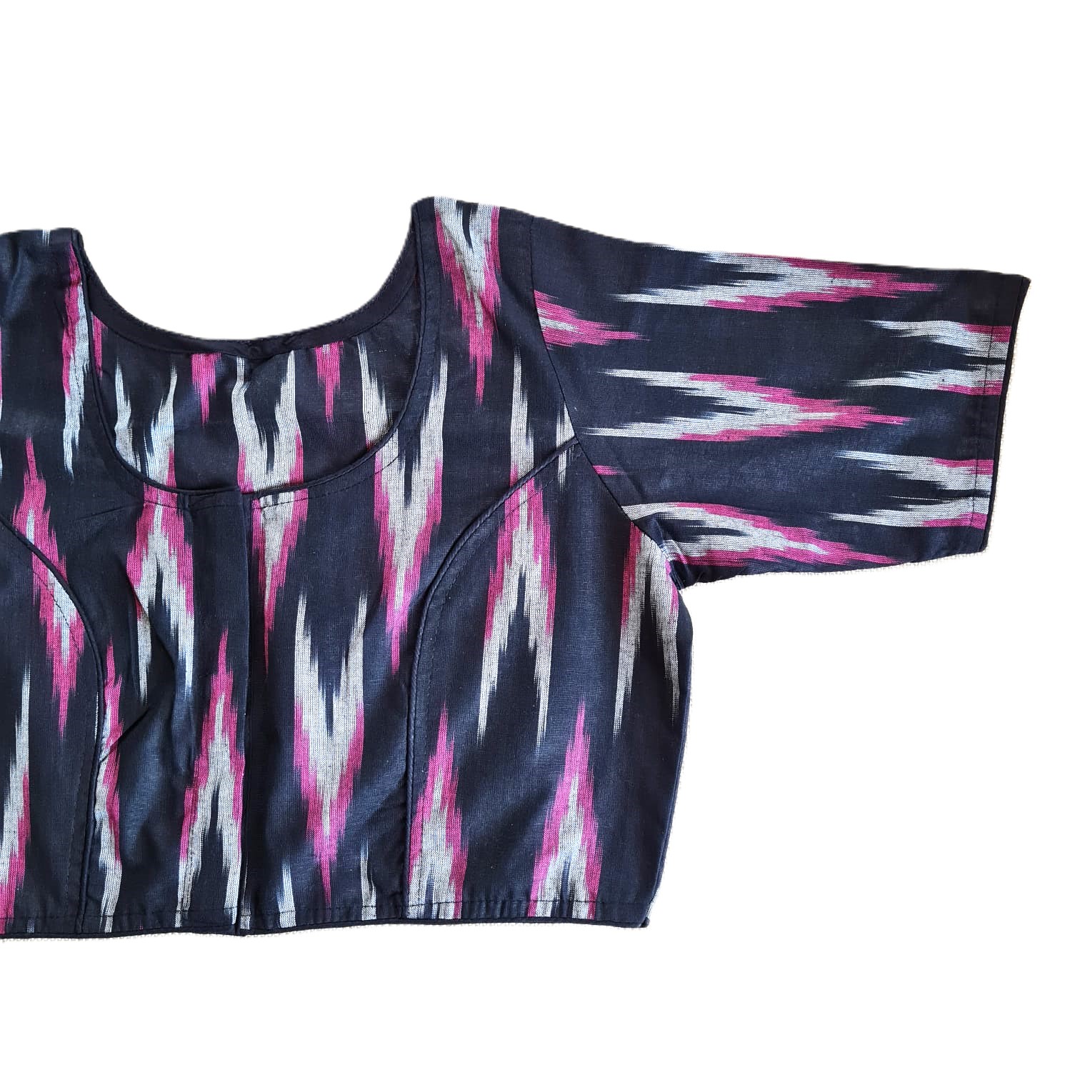 Zeta Readymade Blouse Grey Ikkat Zeta Readymade Blouse Grey Ikkat