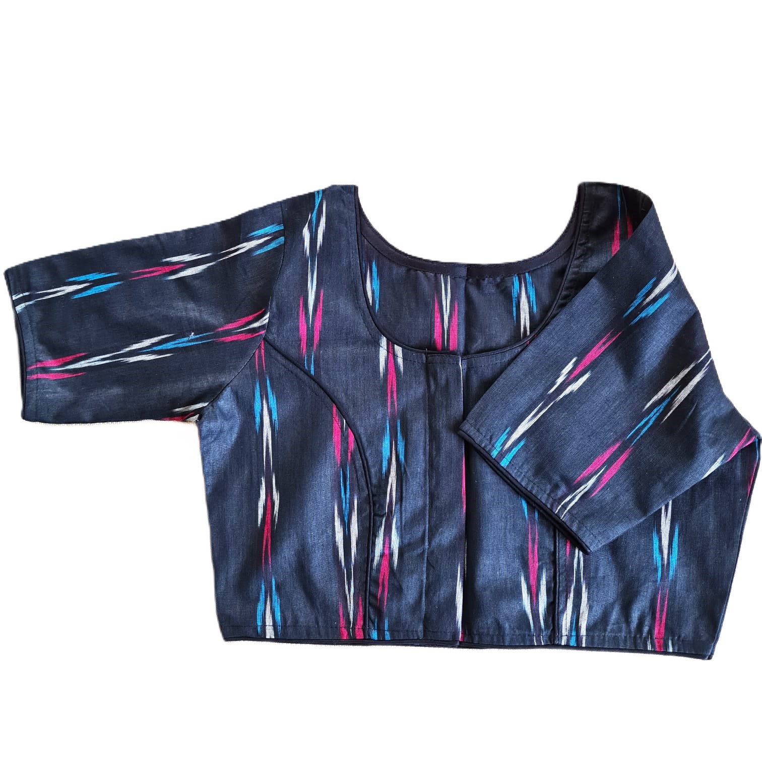 Zeta Readymade Blouse Black & Blue Ikkat Zeta Readymade Blouse Black & Blue Ikkat