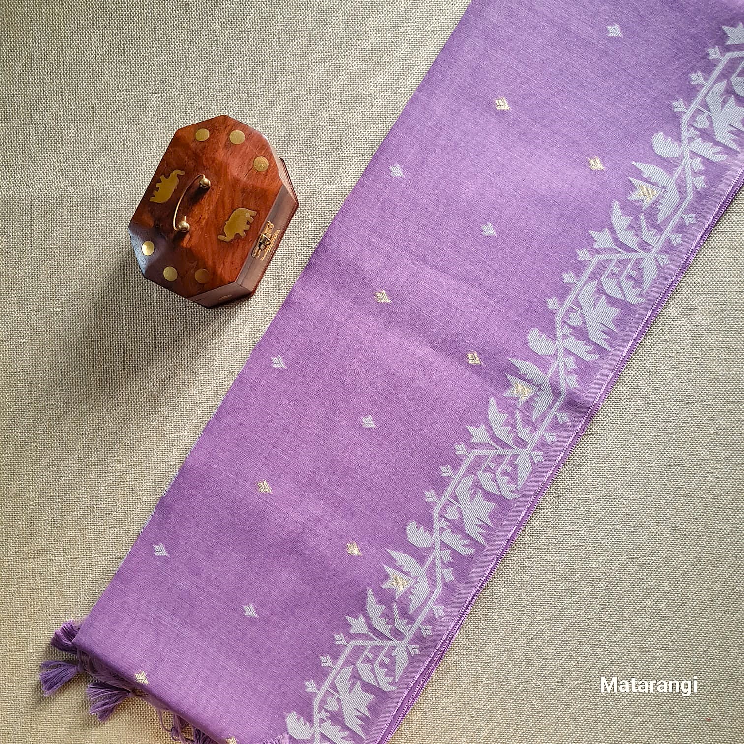 Matarangi Pastel Violet Munga Jamdani Saree Matarangi Pastel Violet Munga Jamdani Saree