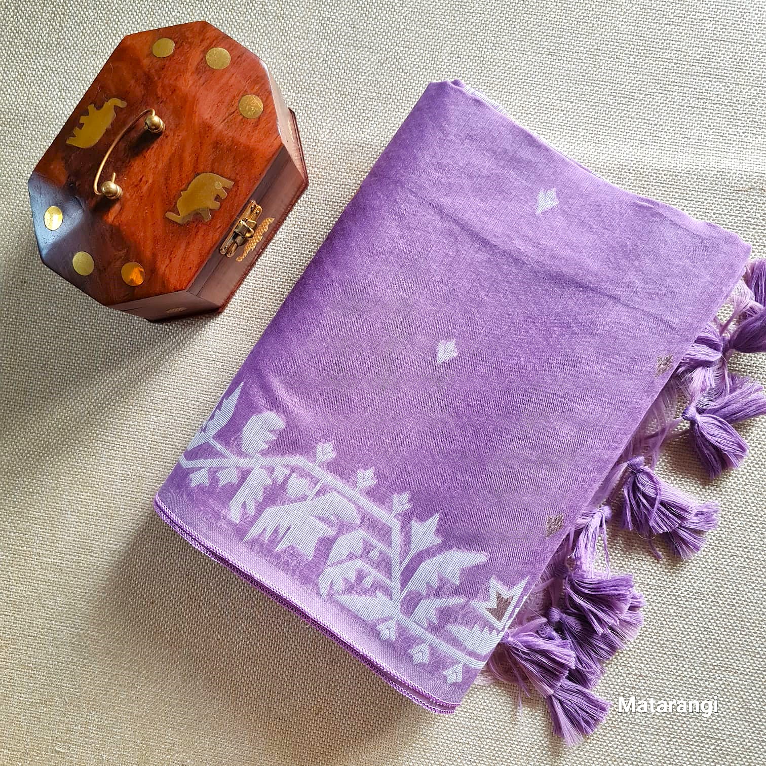 Matarangi Pastel Violet Munga Jamdani Saree Matarangi Pastel Violet Munga Jamdani Saree