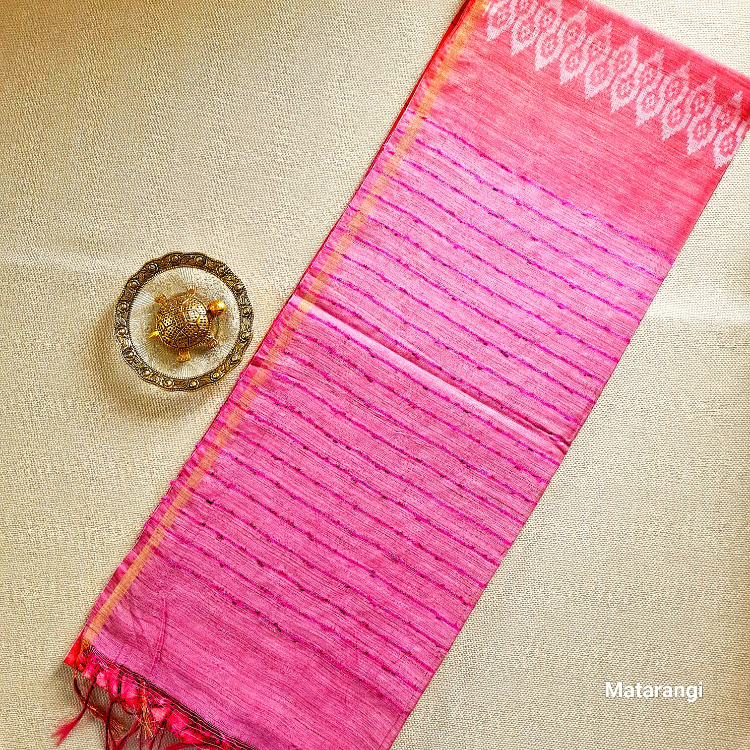 Matarangi Peach Semi Tussar Saree