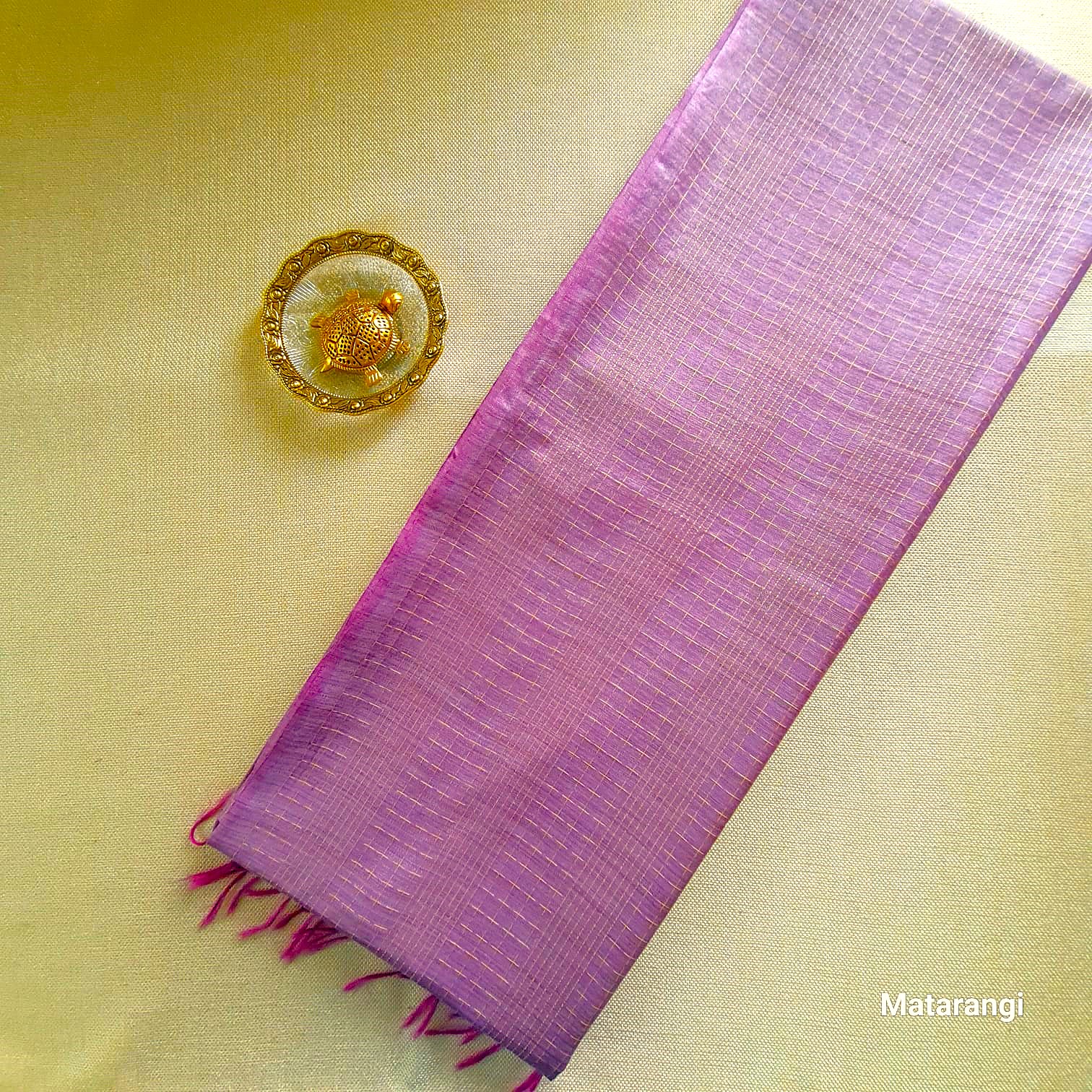 Matarangi Purple Semi Tussar Saree Kantha Matarangi Purple Semi Tussar Saree Kantha