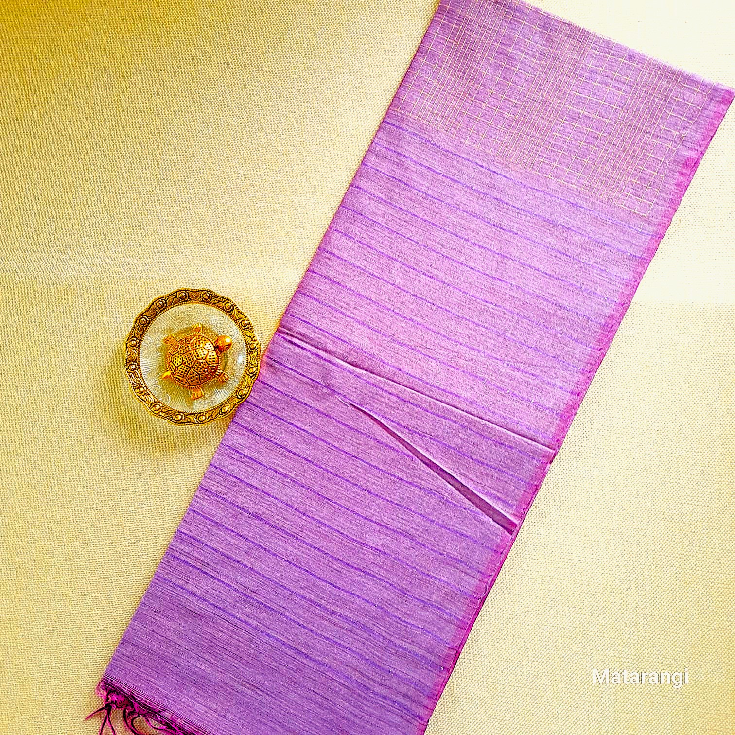 Matarangi Purple Semi Tussar Saree Kantha Matarangi Purple Semi Tussar Saree Kantha