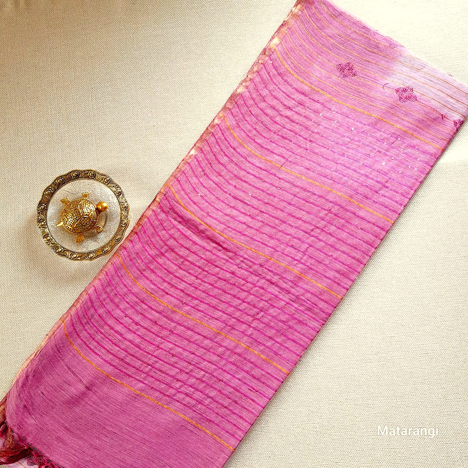Matarangi Burgundy Embroidered Semi Tussar Saree Matarangi Burgundy Embroidered Semi Tussar Saree