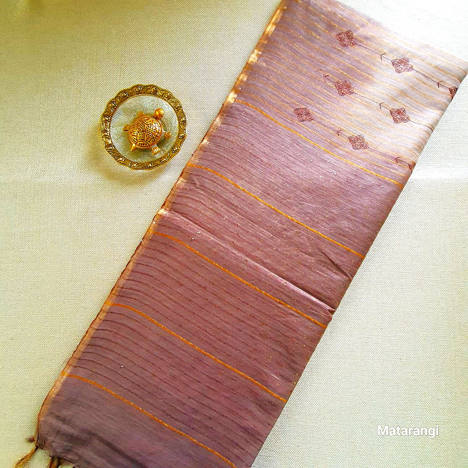 Matarangi Chocolate Brown Embroidered Semi Tussar Saree Matarangi Chocolate Brown Embroidered Semi Tussar Saree