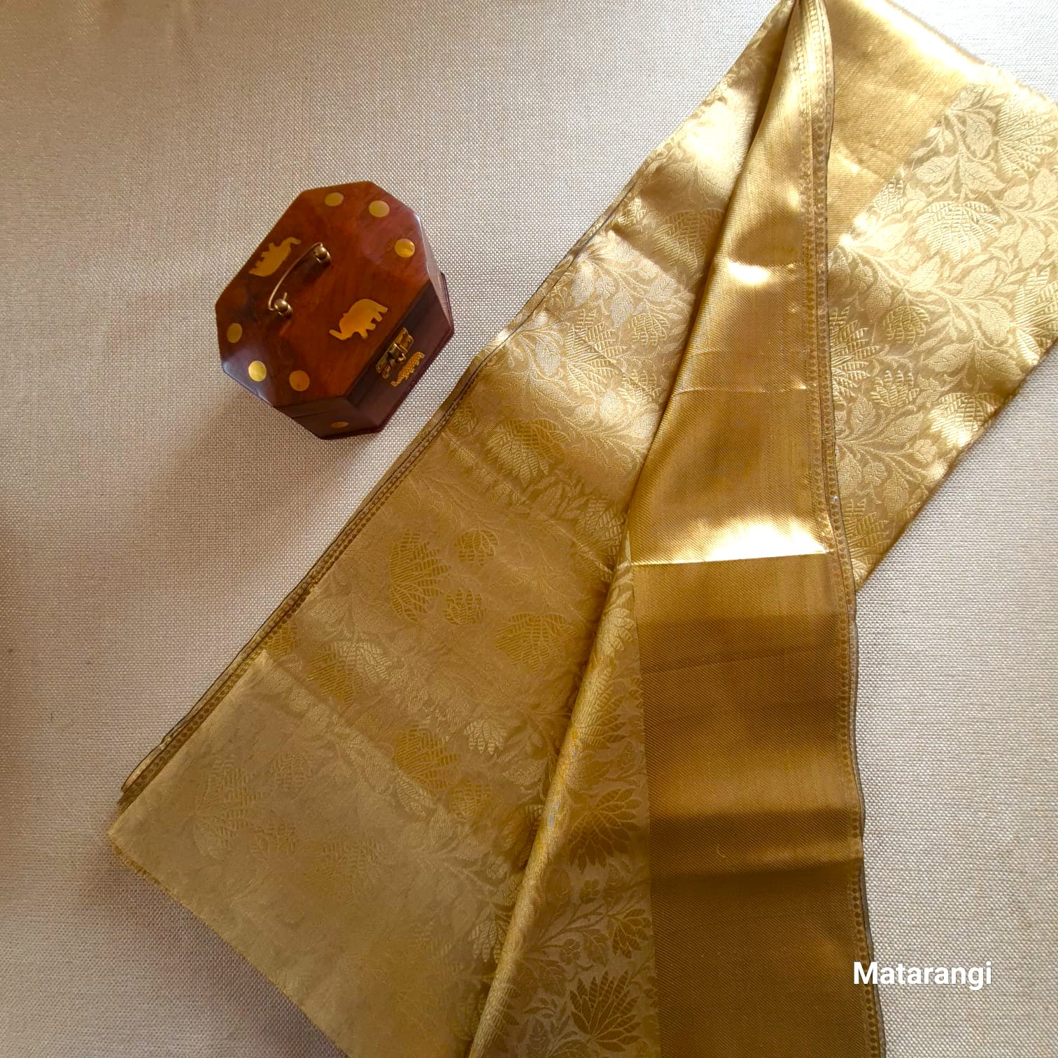 Matarangi Golden Brocade Tissue Silk Saree