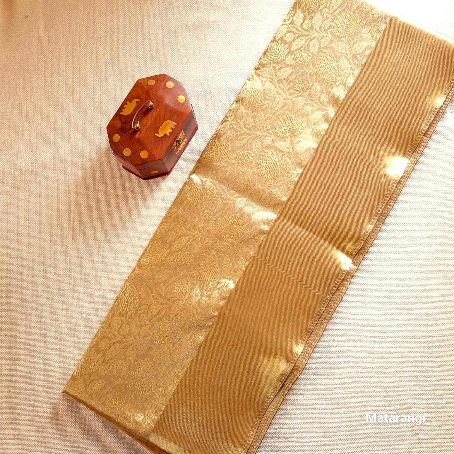 Matarangi Golden Brocade Tissue Silk Saree