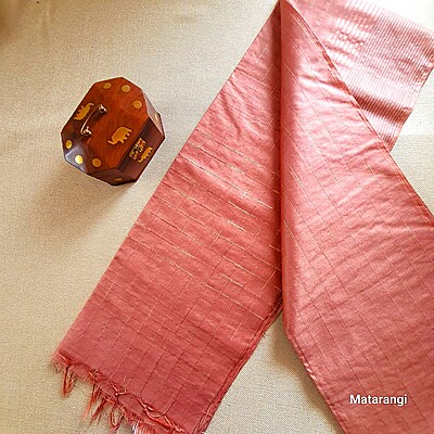 Matarangi Chocolate Brown Semi Tussar Striped woven saree