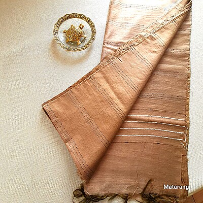 Matarangi Brown Semi Tussar Saree Striped woven saree Matarangi Brown Semi Tussar Saree Striped woven saree