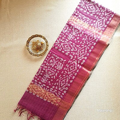 Matarangi Blue & Purple Semi Tussar Batik Print saree Matarangi Blue & Purple Semi Tussar Batik Print saree