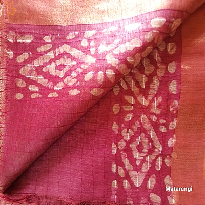 Matarangi Blue & Purple Semi Tussar Batik Print saree Matarangi Blue & Purple Semi Tussar Batik Print saree
