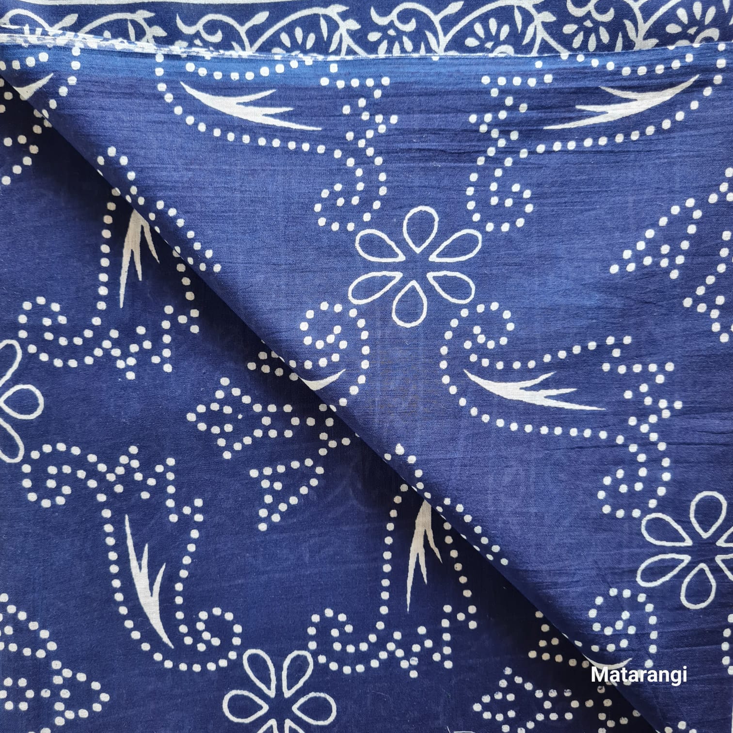 Indigo Mulcotton Saree Leaf Design Indigo Mulcotton Saree Leaf Design