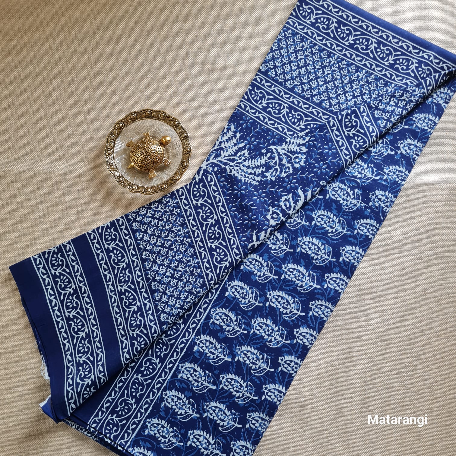 Indigo Mulcotton Saree Leaf Design Indigo Mulcotton Saree Leaf Design