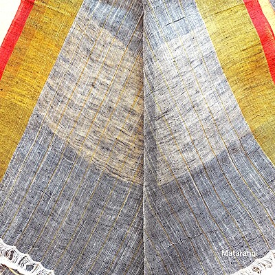 Matarangi Grey Organic Linen Check Saree Matarangi Grey Organic Linen Check Saree