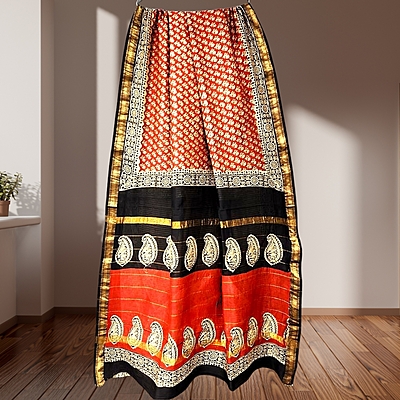 Matarangi Maroon Floral Maheshwari Silk Saree